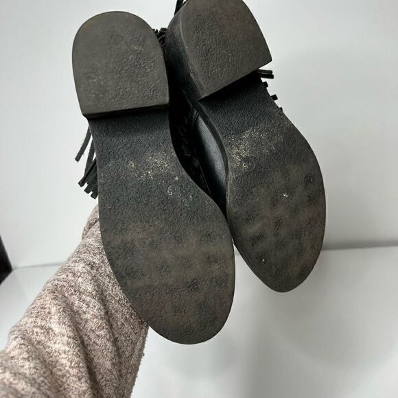 House of Harlow 1960 Black Cutler Leather Fringe Ankle Boots - Picture 7 of 12